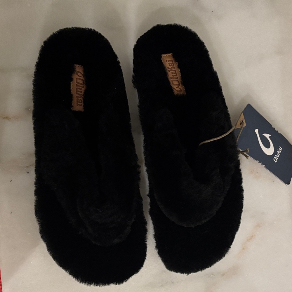 NWT OluKai Black Women's Slipper Sandals - Picture 7 of 7